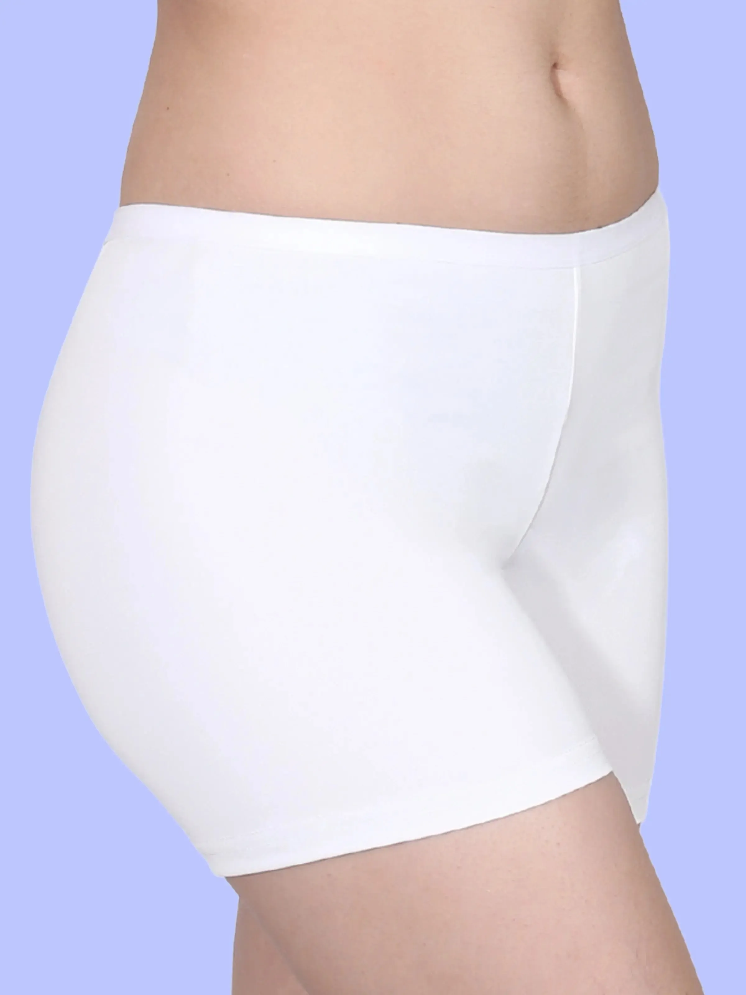 High Waist Long Panties For Girls With Full Coverage, Gusseted Crotch & No Side Seams |Skin & White Pack of 2