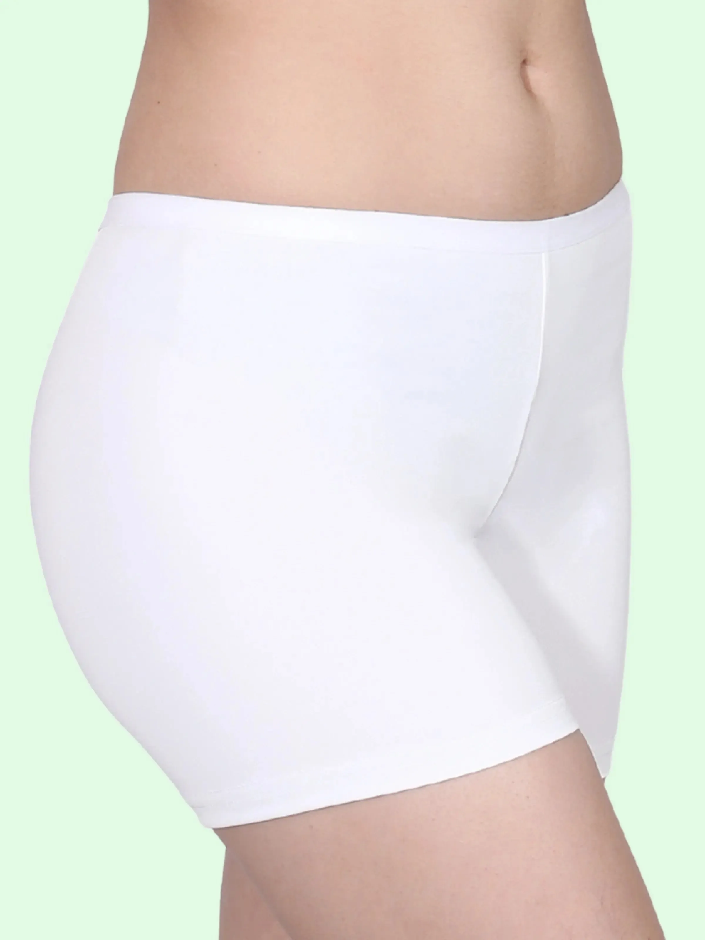 High Waist Long Panties For Girls With Full Coverage, Gusseted Crotch & No Side Seams | White Pack of 1