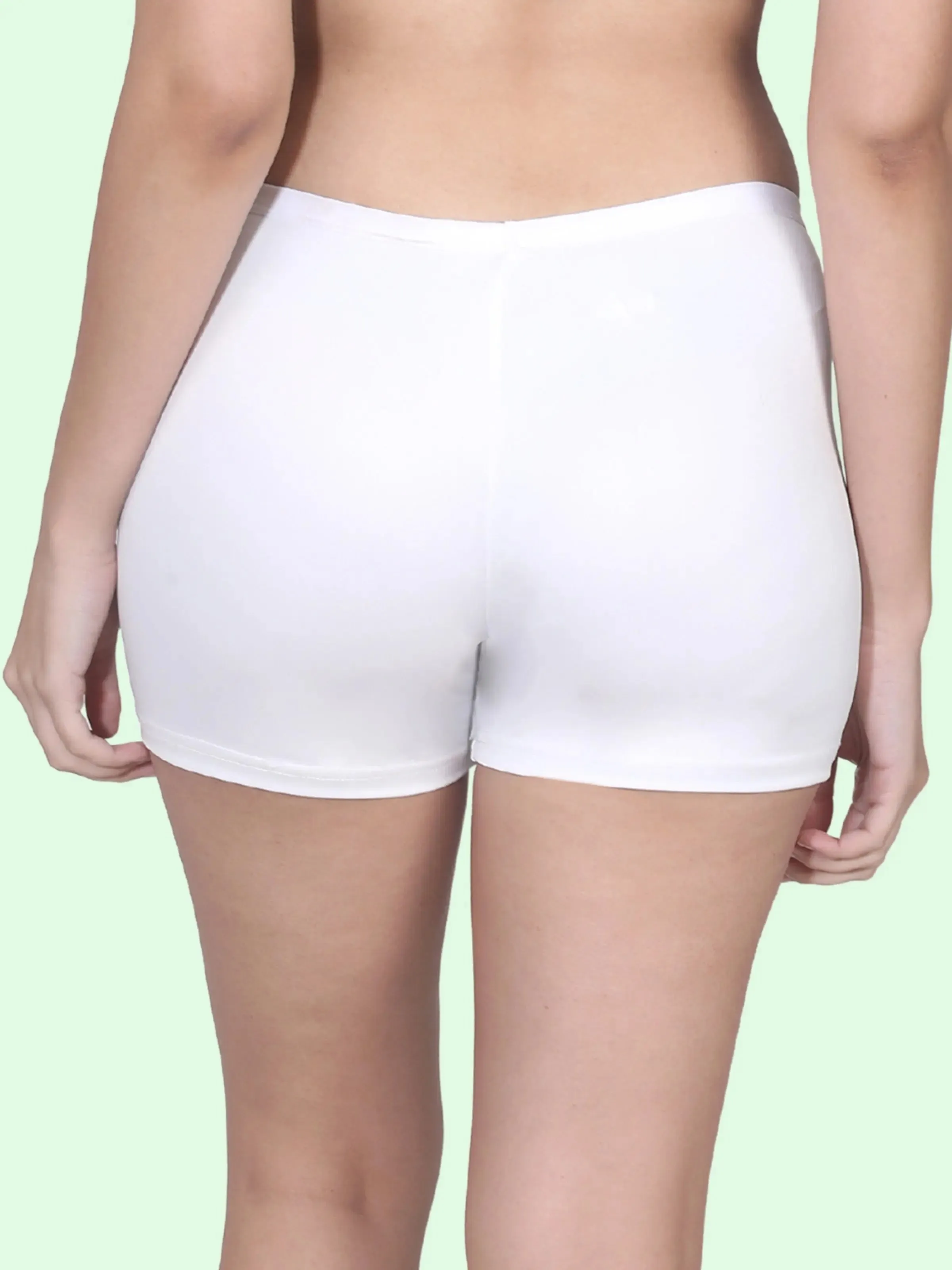 High Waist Long Panties For Girls With Full Coverage, Gusseted Crotch & No Side Seams | White Pack of 1
