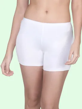 High Waist Long Panties For Girls With Full Coverage, Gusseted Crotch & No Side Seams | White Pack of 1