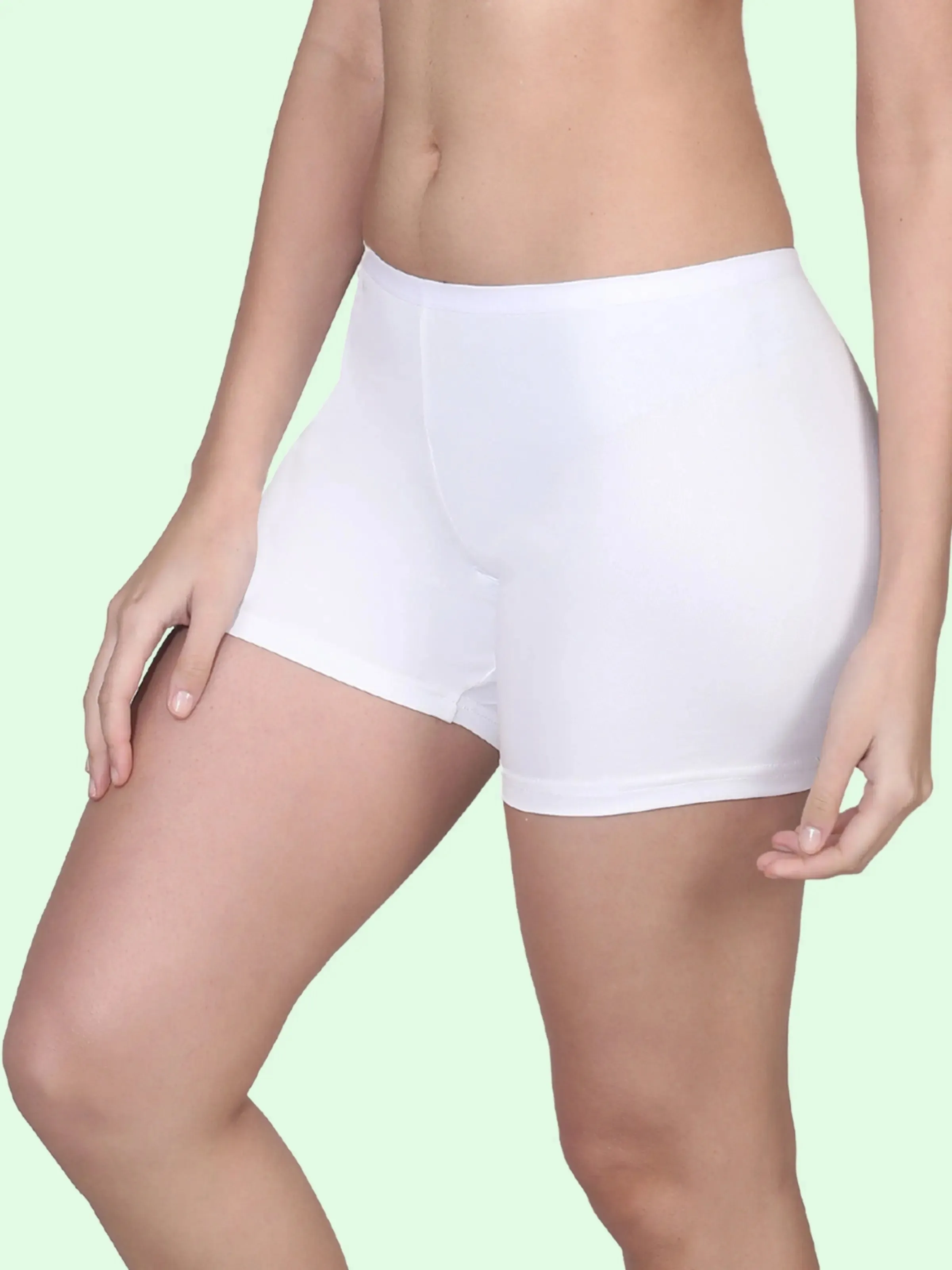 High Waist Long Panties For Girls With Full Coverage, Gusseted Crotch & No Side Seams | White Pack of 1