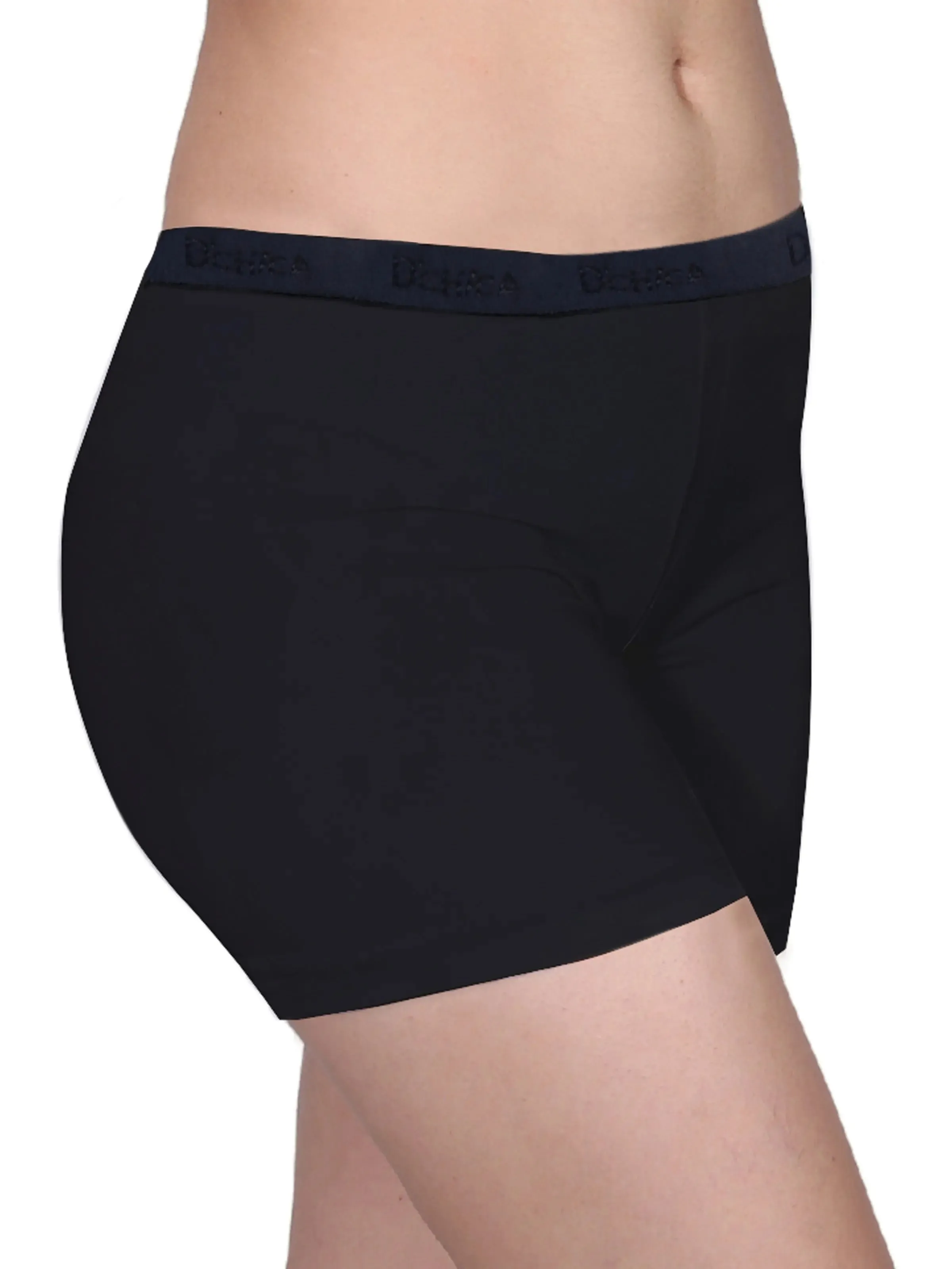 High Waist Long Panties with Full Coverage and Seamless Sides in Black & Grey Boyshorts