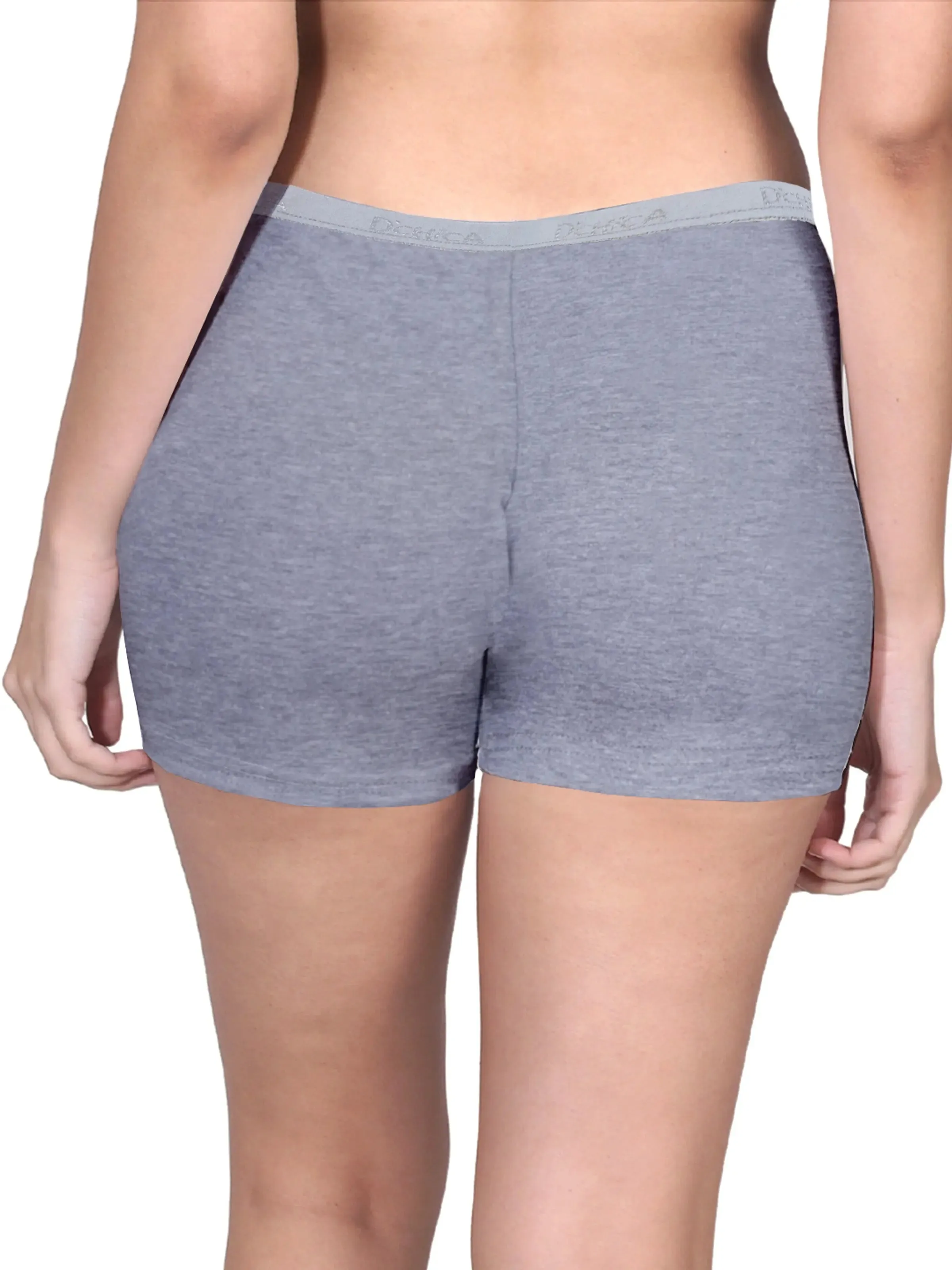 High Waist Long Panties with Full Coverage and Seamless Sides in Black & Grey Boyshorts