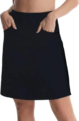 HOKOYI Women's 21" Modest Knee Length Golf Skort Skirt Athletic Workout Tennis Skirt 2 Pockets Casual Summer
