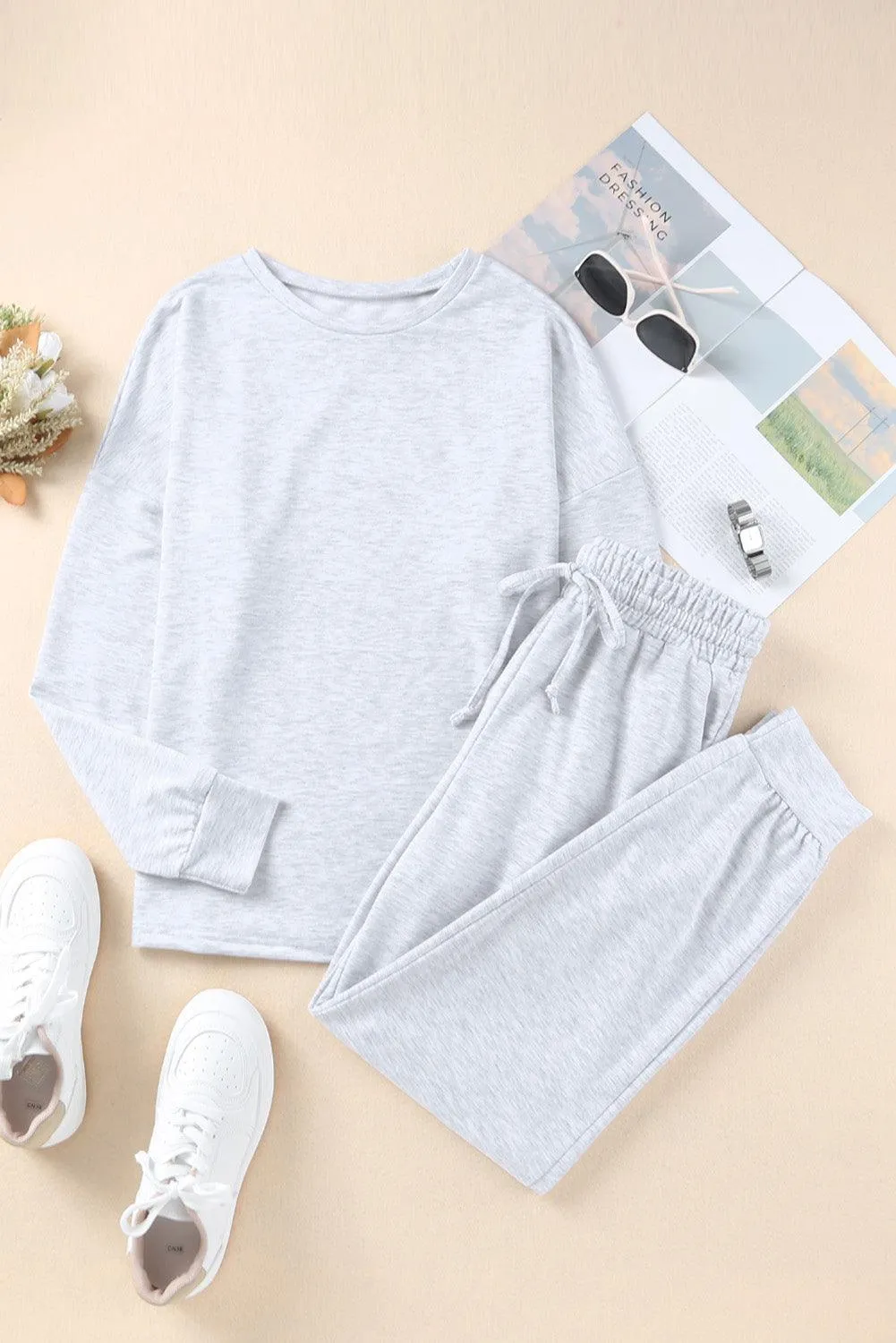 Khaki Long Sleeve Pullover & Jogger Pants Loungewear Set