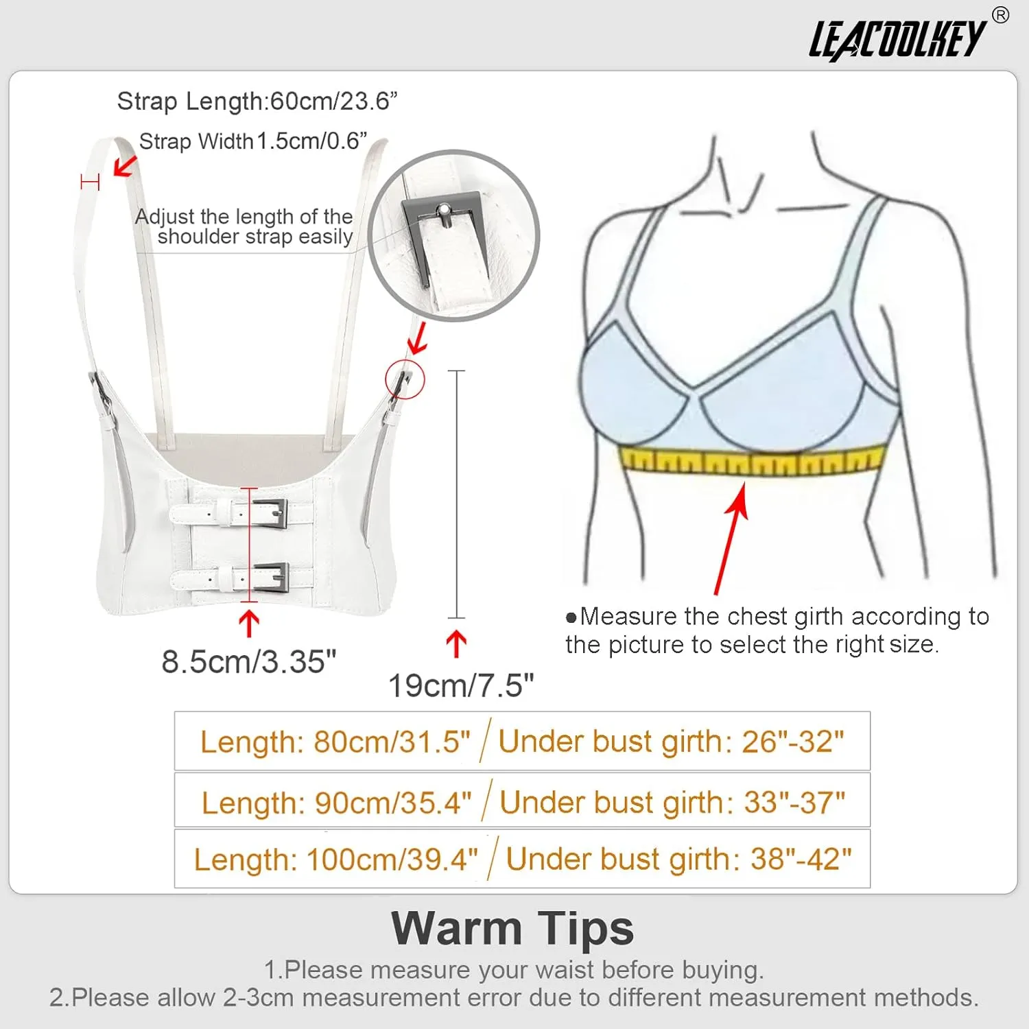 LEACOOLKEY Women Fashion Body Waist Belt Steampunk Underbust Corset Belt for Dress