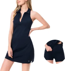 Lightbare Womens Polo Tennis Dress Golf Collar Dresses with Built-in Bra & Detachable Shorts UPF 50  Quick Dry for Exercise