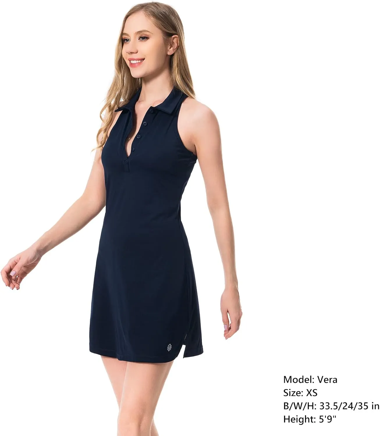 Lightbare Womens Polo Tennis Dress Golf Collar Dresses with Built-in Bra & Detachable Shorts UPF 50  Quick Dry for Exercise
