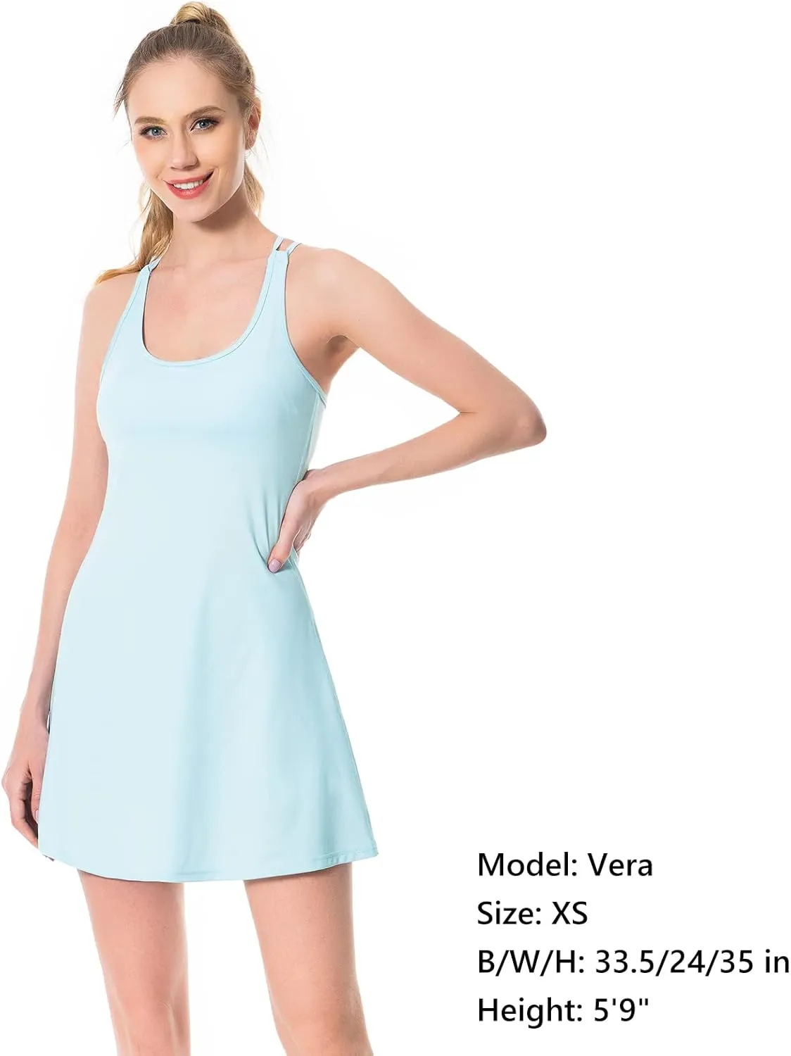 Lightbare Womens Tennis Dress with Built-in Bra & Detachable Shorts Adjustable Straps UPF 50  Quick Dry