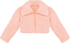 Lilax Girls Faux Fur Bolero Shrug Button Closure Cozy Jacket