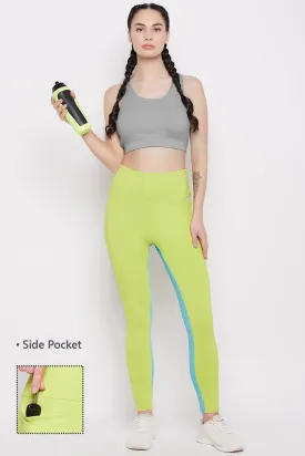 Lime Green High-Rise Active Tights with Side Pocket