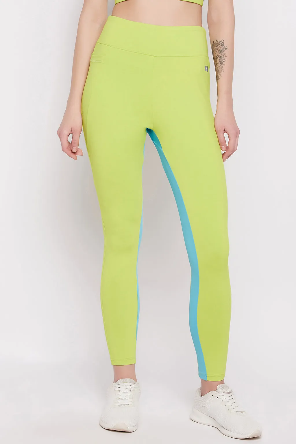 Lime Green High-Rise Active Tights with Side Pocket
