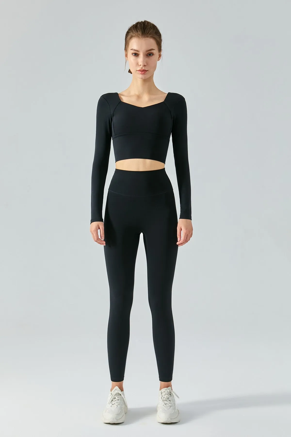 Long Sleeve Open Back Crop Shirts