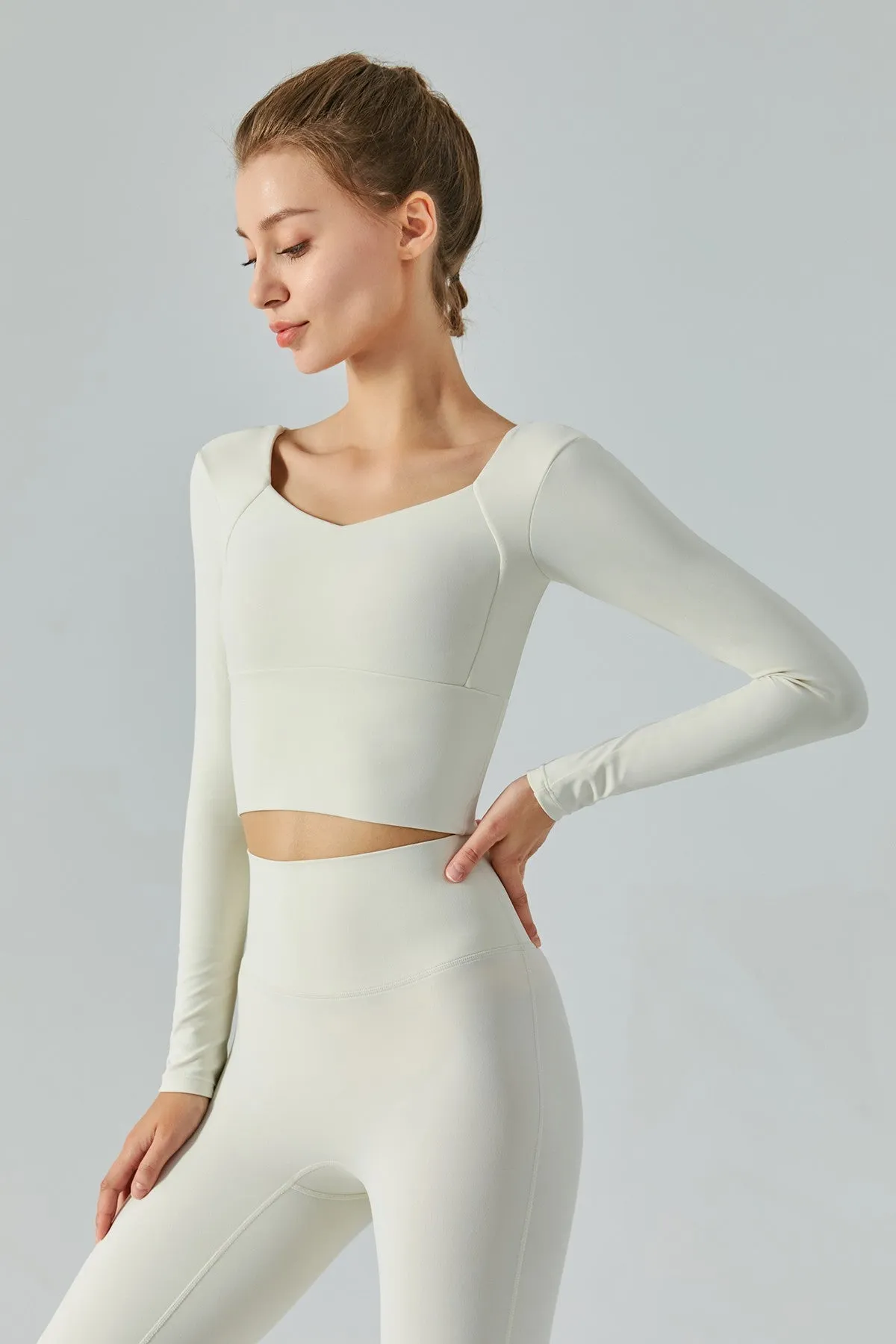 Long Sleeve Open Back Crop Shirts