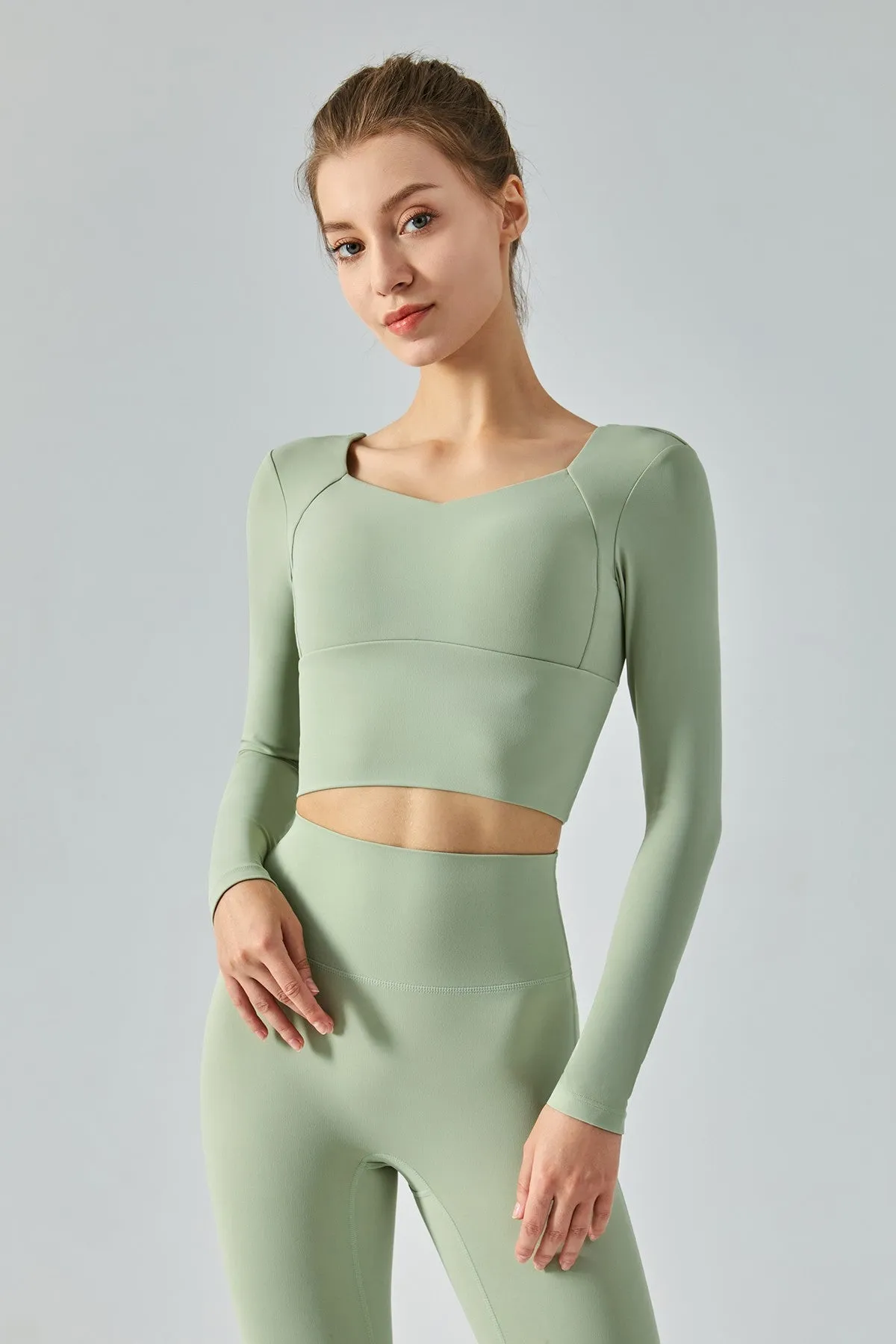 Long Sleeve Open Back Crop Shirts