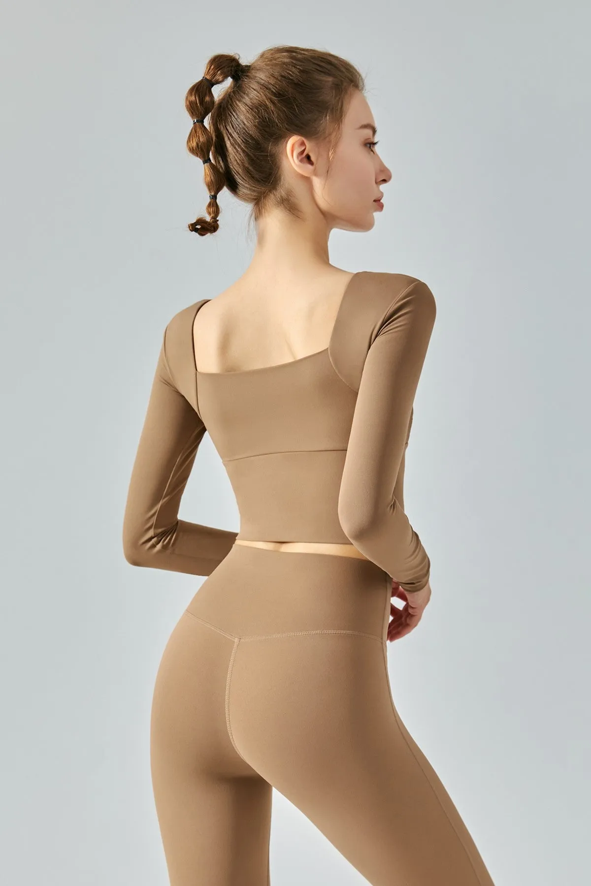 Long Sleeve Open Back Crop Shirts
