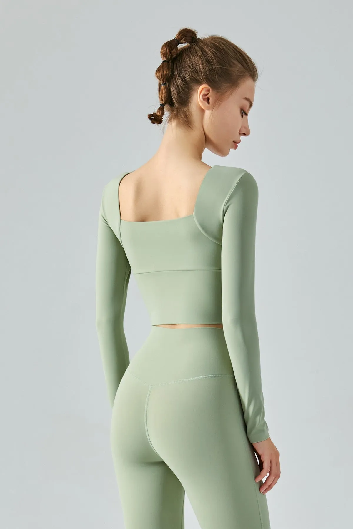 Long Sleeve Open Back Crop Shirts