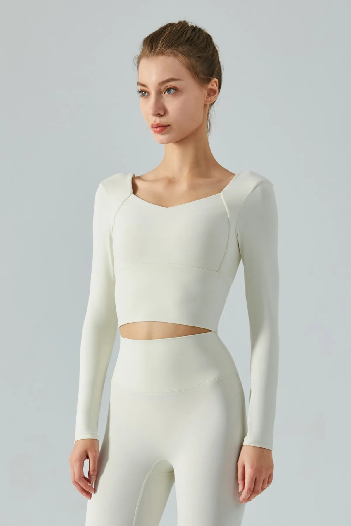 Long Sleeve Open Back Crop Shirts