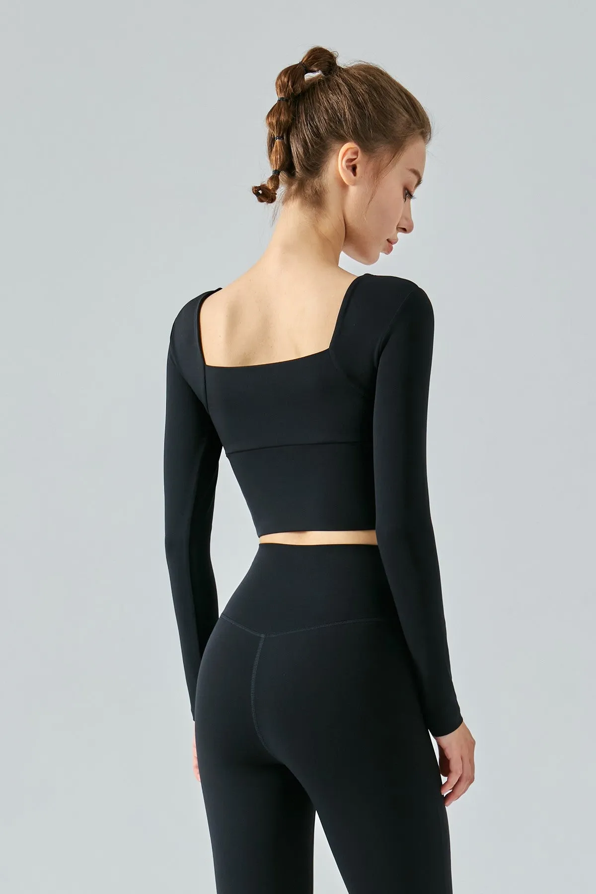 Long Sleeve Open Back Crop Shirts