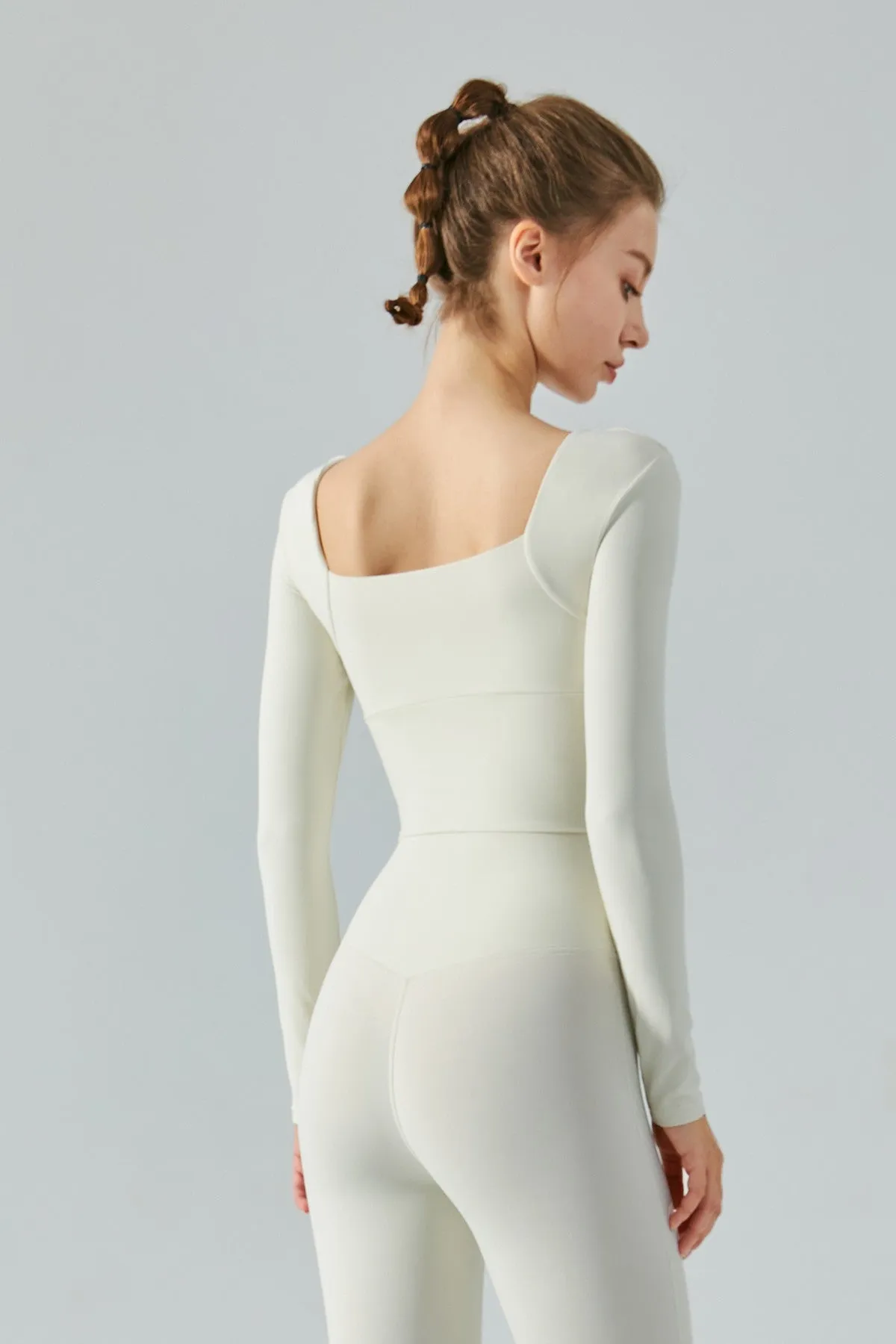 Long Sleeve Open Back Crop Shirts