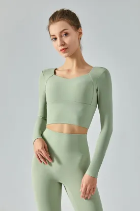 Long Sleeve Open Back Crop Shirts
