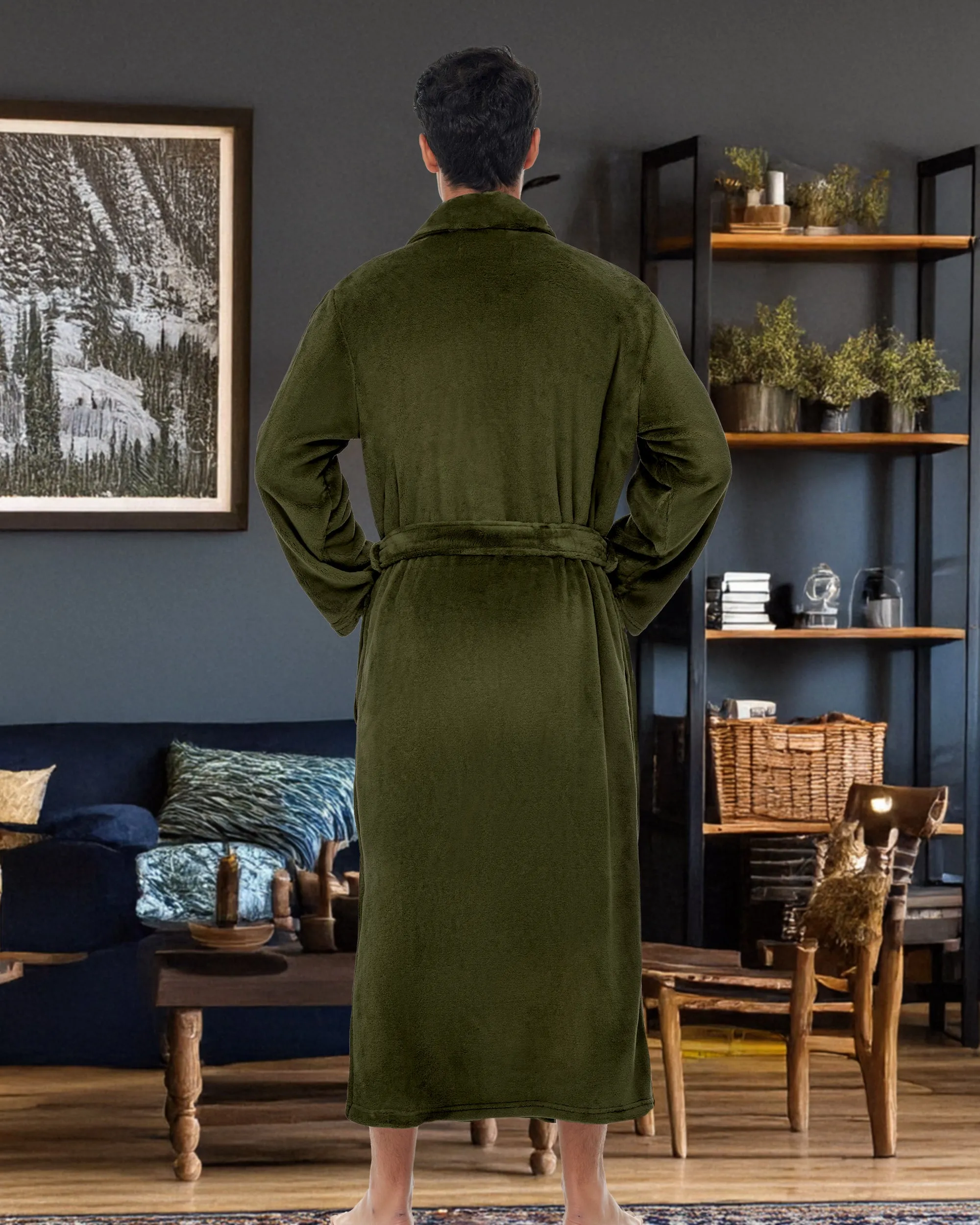 Men's Ultra Plush Fleece Robe, Big and Tall Winter Bathrobe