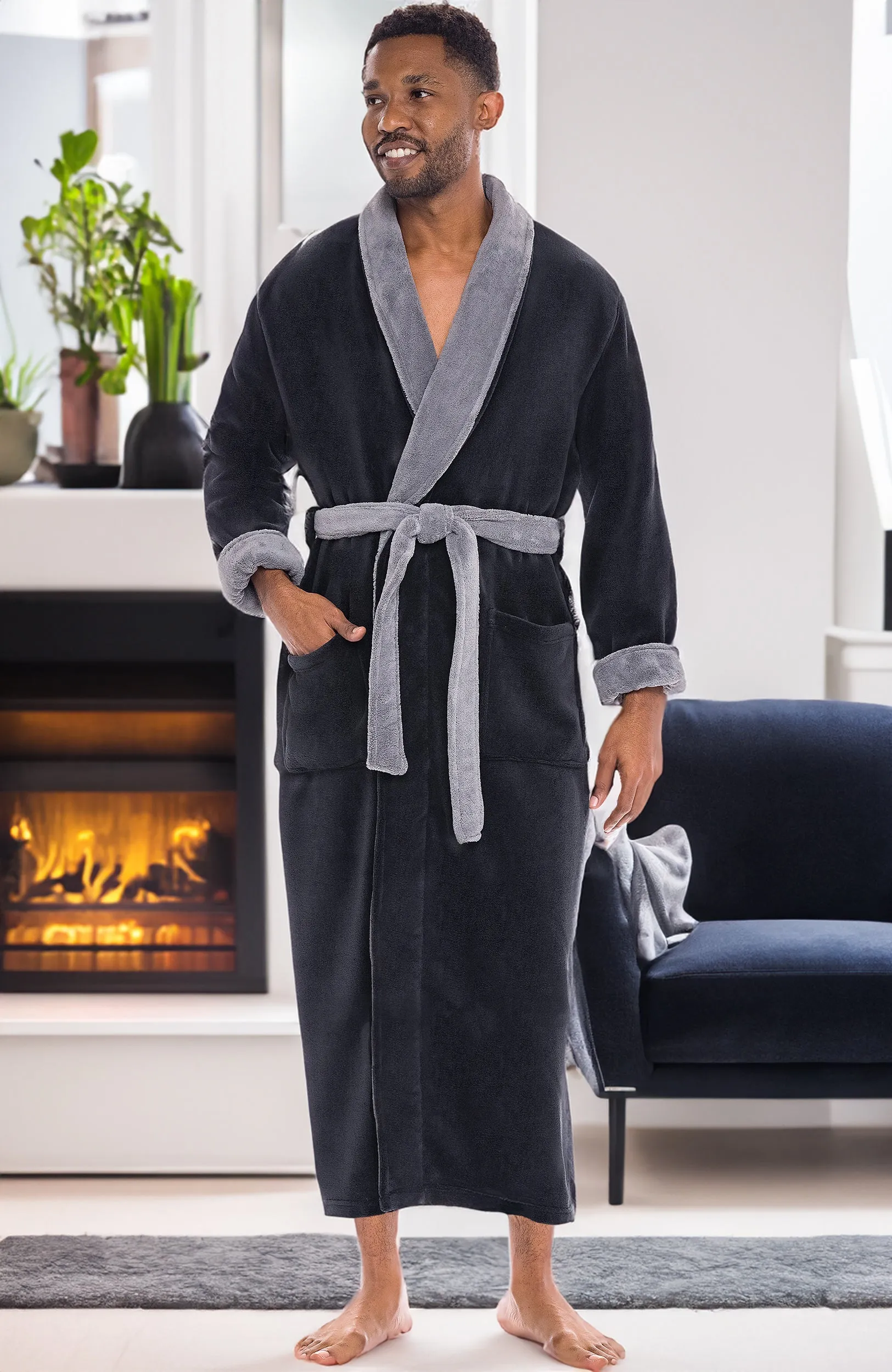 Men's Ultra Plush Fleece Robe, Big and Tall Winter Bathrobe