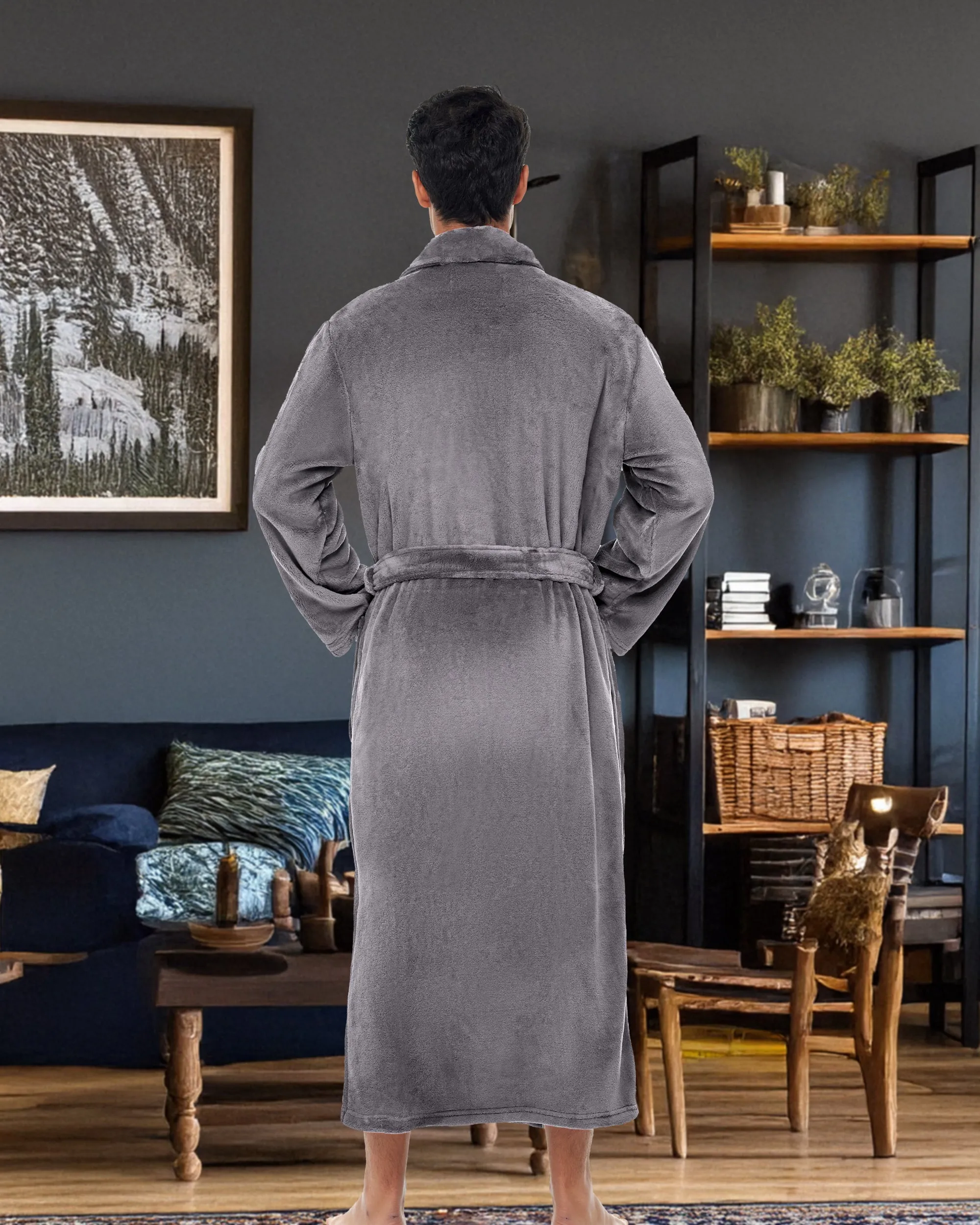 Men's Ultra Plush Fleece Robe, Big and Tall Winter Bathrobe