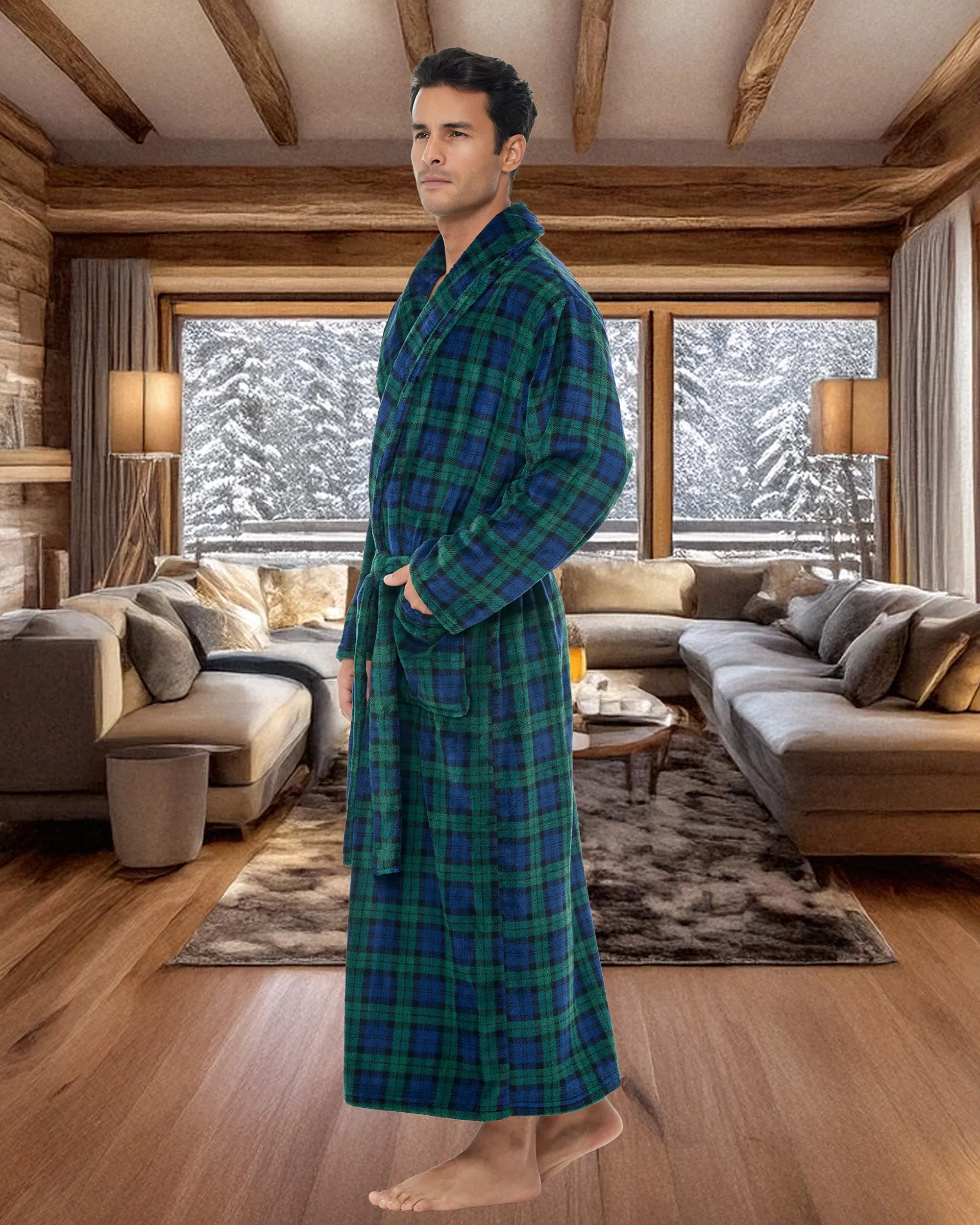 Men's Ultra Plush Fleece Robe, Big and Tall Winter Bathrobe