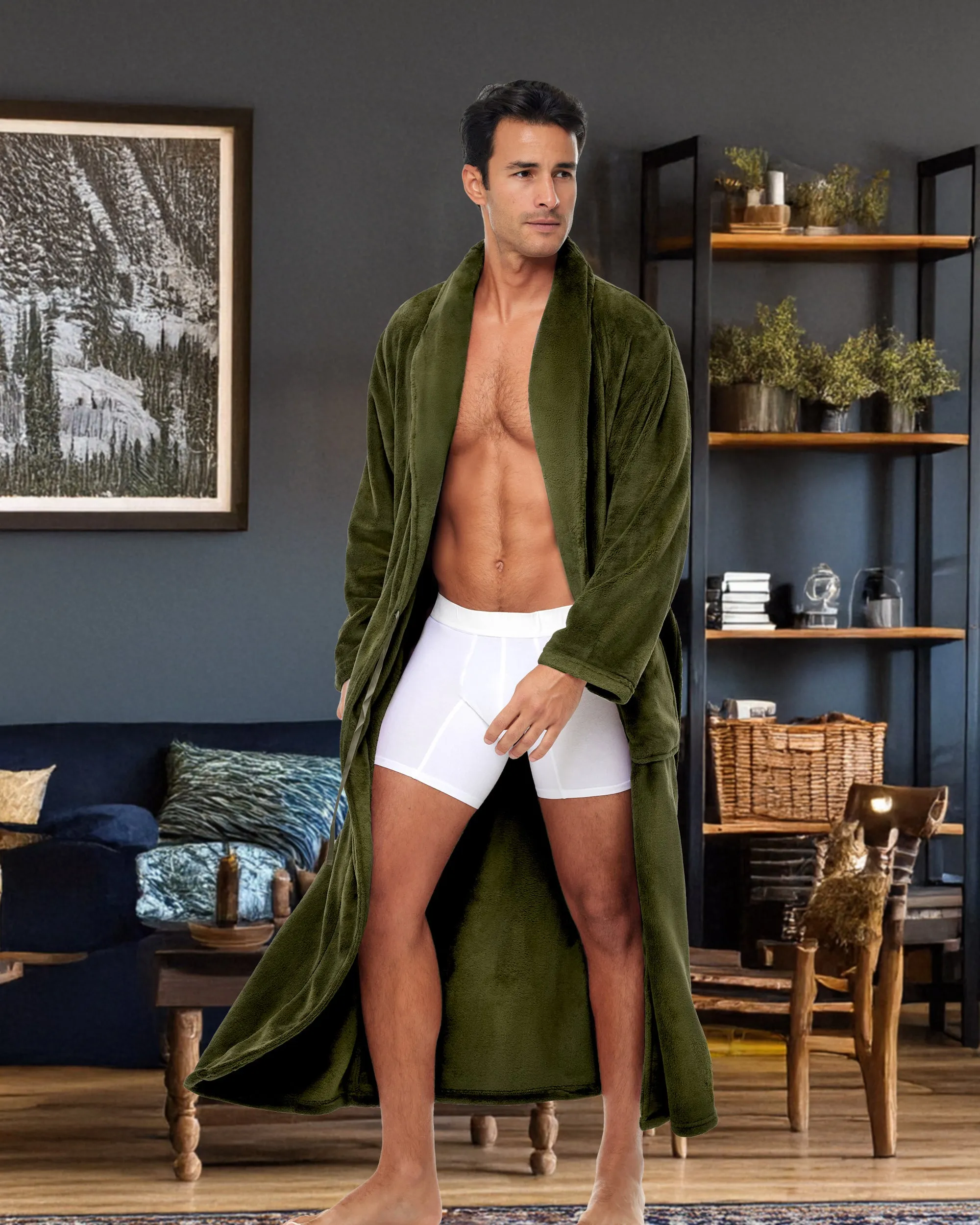 Men's Ultra Plush Fleece Robe, Big and Tall Winter Bathrobe