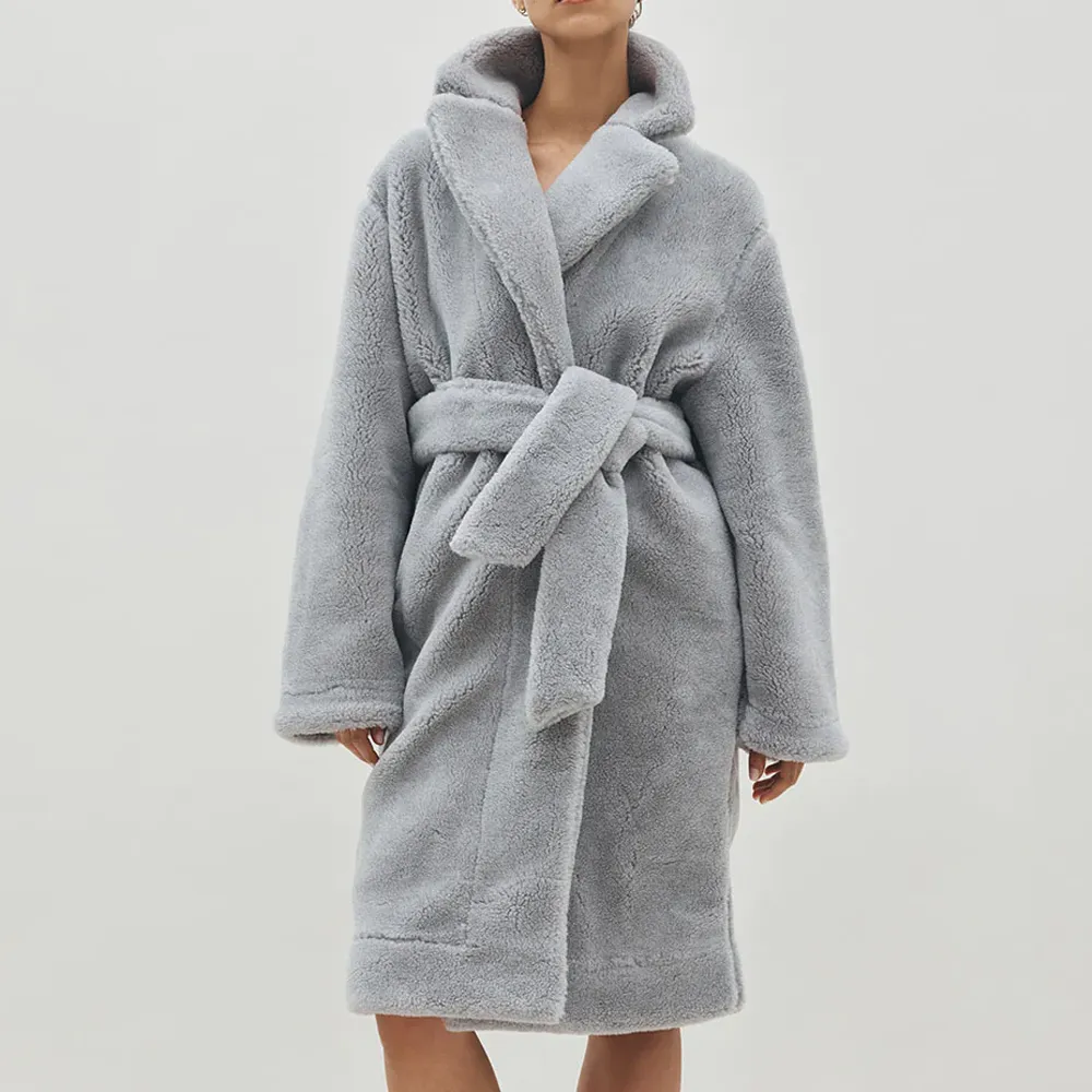 Merino Knit Fleece Bath Robe - Unisex - Platinum Slate - M
