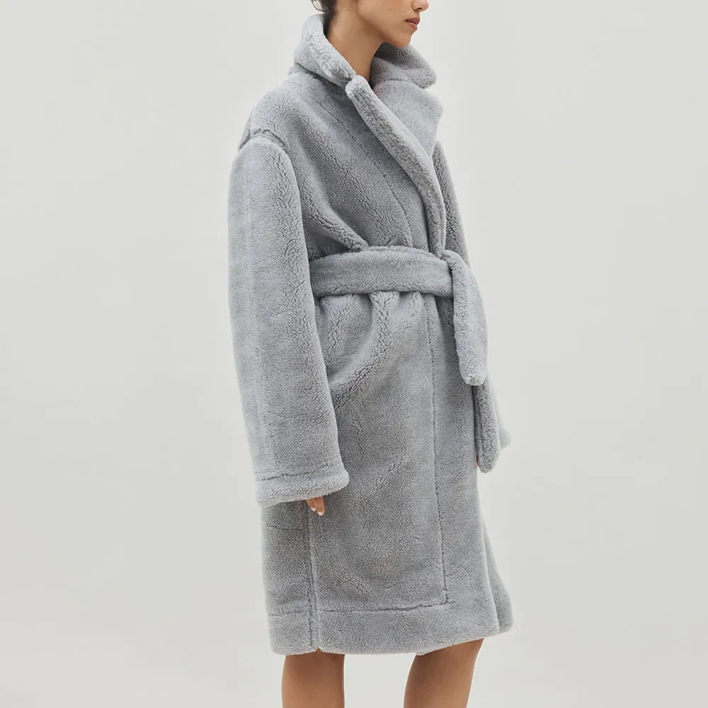 Merino Knit Fleece Bath Robe - Unisex - Platinum Slate - M