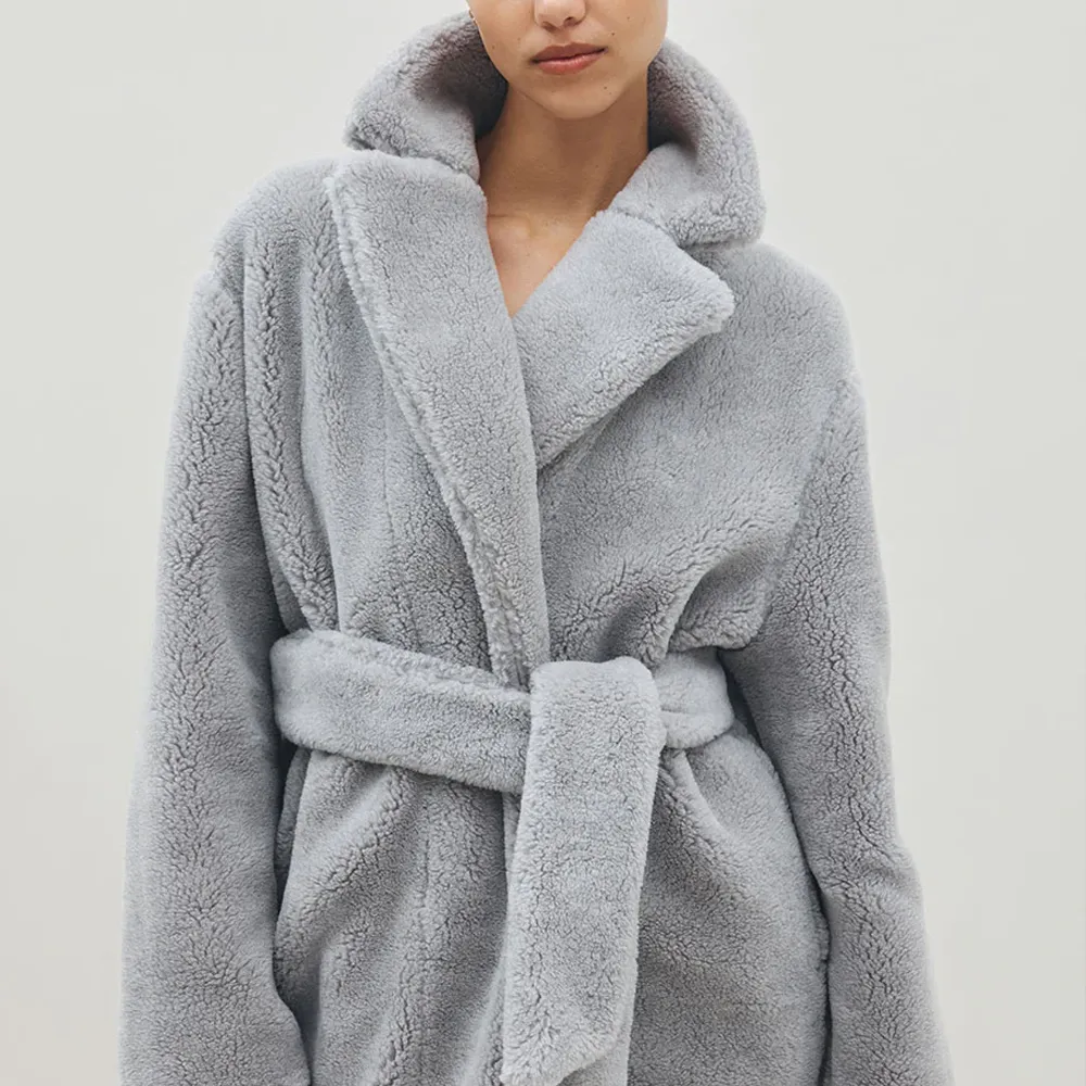 Merino Knit Fleece Bath Robe - Unisex - Platinum Slate - M