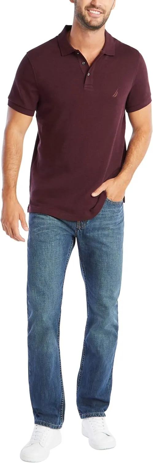 Nautica Men's Slim Fit Short Sleeve Solid Soft Cotton Polo Shirt