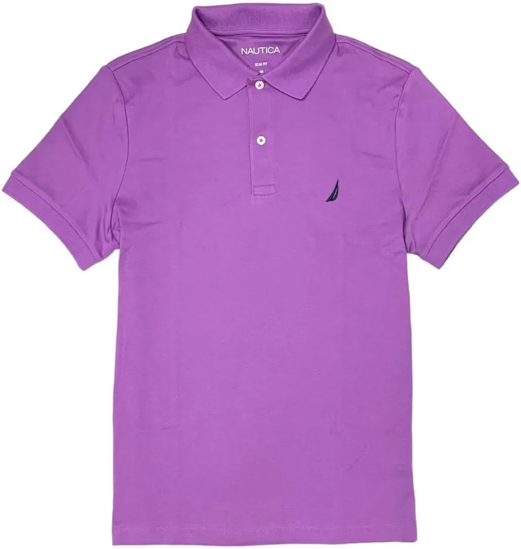Nautica Men's Slim Fit Short Sleeve Solid Soft Cotton Polo Shirt