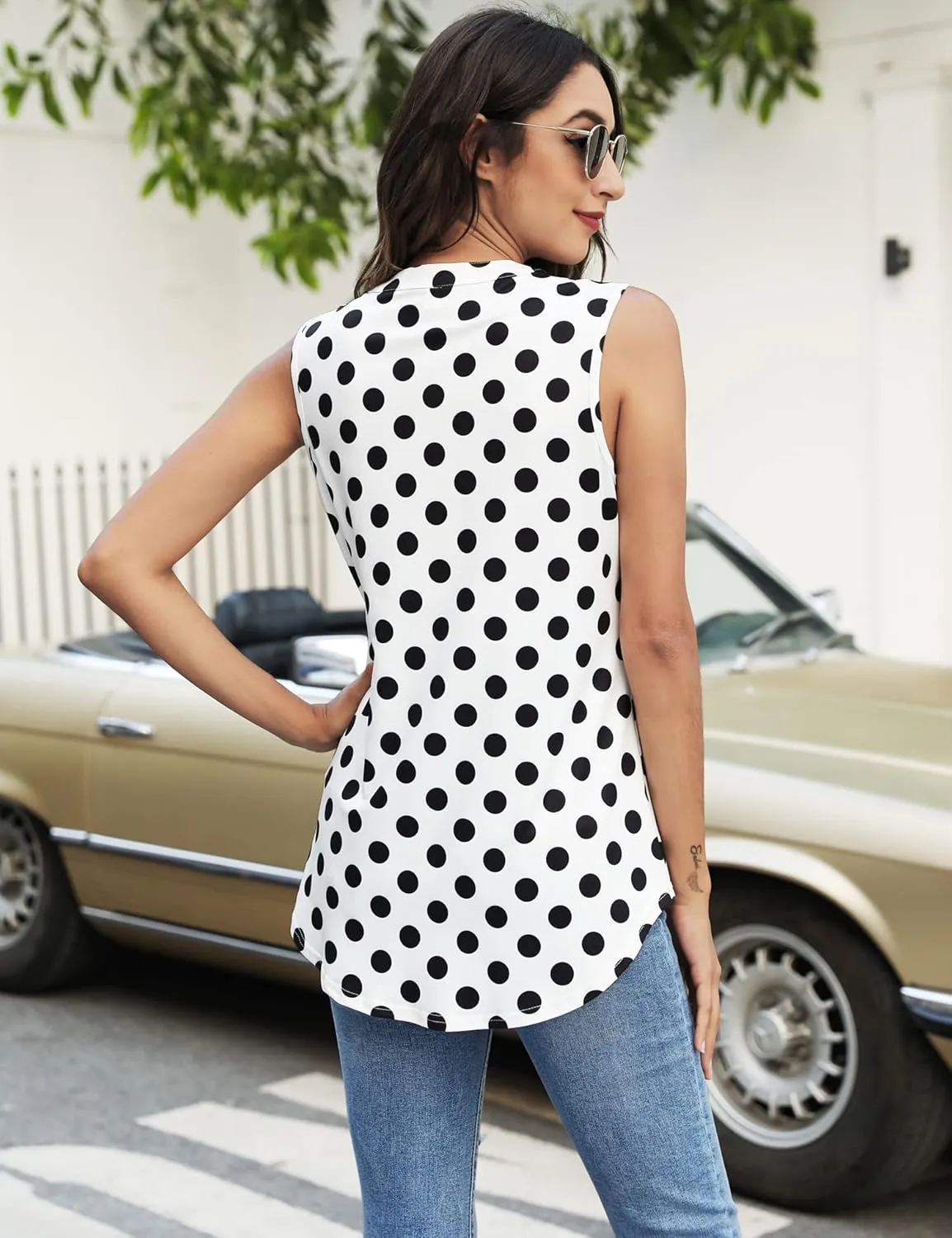 Newchoice Womens Tank Tops V Neck Sleeveless Summer Shirts Loose Dressy Casual Blouses (S-3XL)