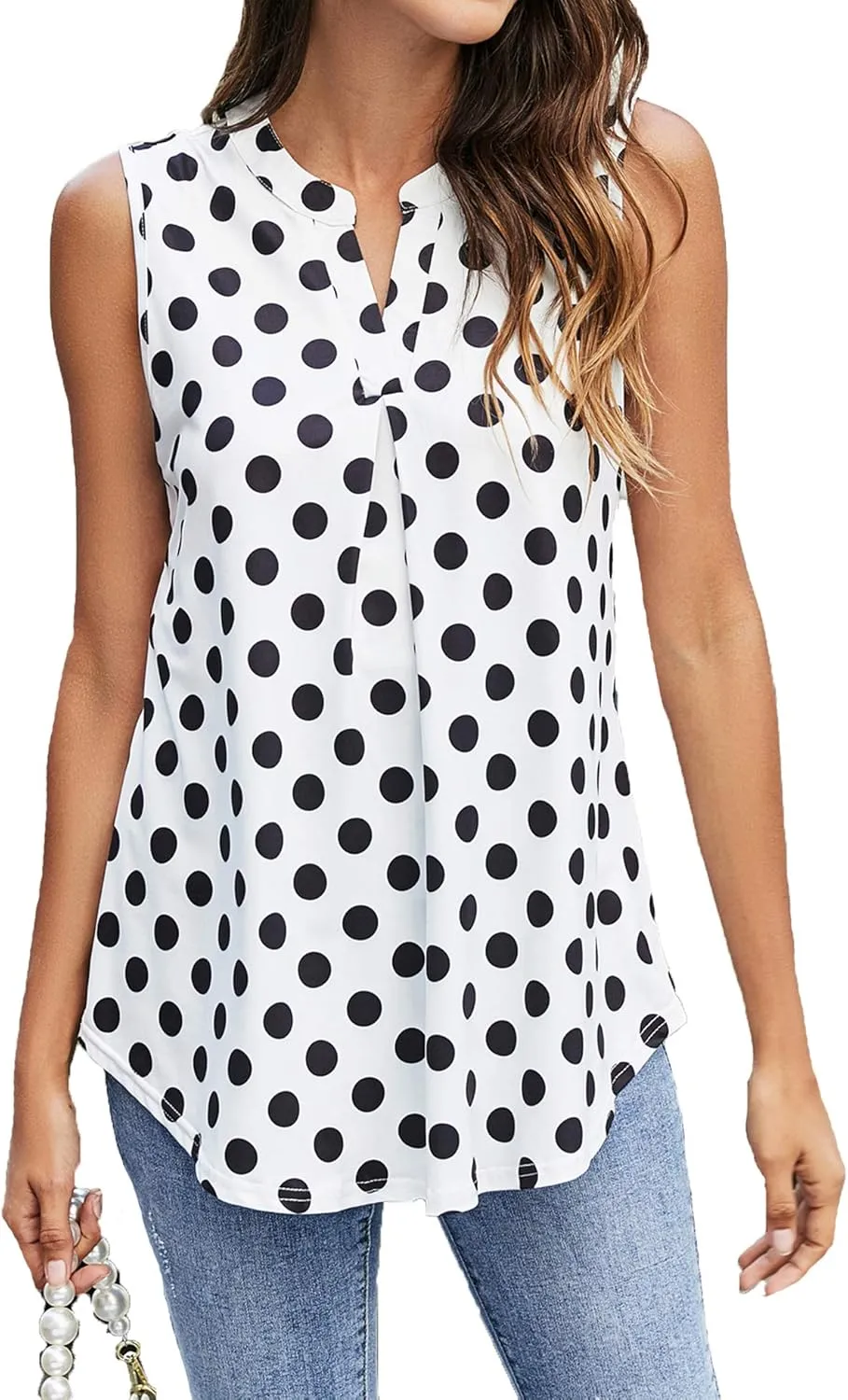 Newchoice Womens Tank Tops V Neck Sleeveless Summer Shirts Loose Dressy Casual Blouses (S-3XL)