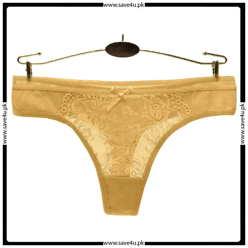 Pack of 4 Floral Lace Cotton Thong Panties