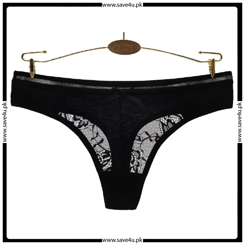 Pack of 4 Floral Lace Cotton Thong Panties