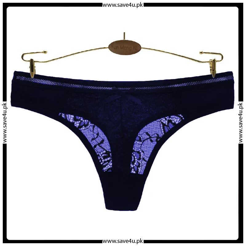 Pack of 4 Floral Lace Cotton Thong Panties