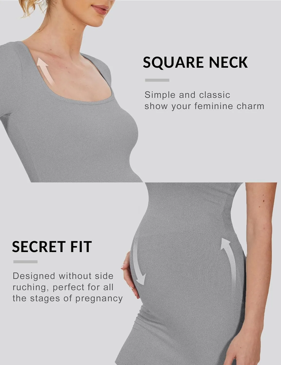 Peauty Women's Ribbed Maxi Dress Body-Hugging Fit Maternity Dress Before During After Pregnancy