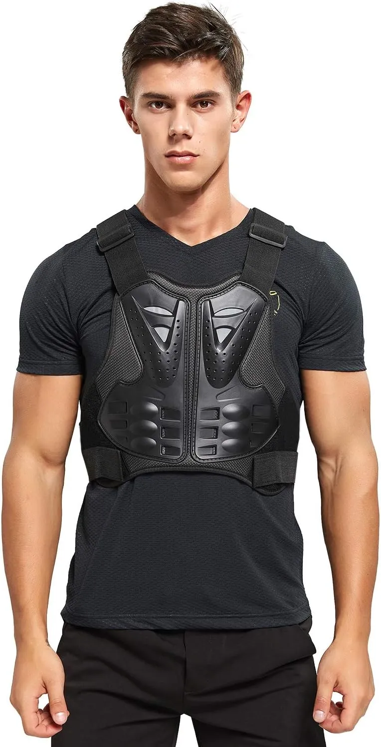 PELLOR Motorcycle Armor Vest Chest Back, Motocross Body Guard Vest Skiing Riding Skating Anti-Fall Vest Protective Gear