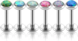 PiercingJ 2-12pcs 16G 316L Stainless Steel Cartilage Tragus Earrings 3mm Round Opal 5/16" Barbell Ear Stud Helix Lip Labret Monroe Earring Birthstone Body Piercing Jewelry