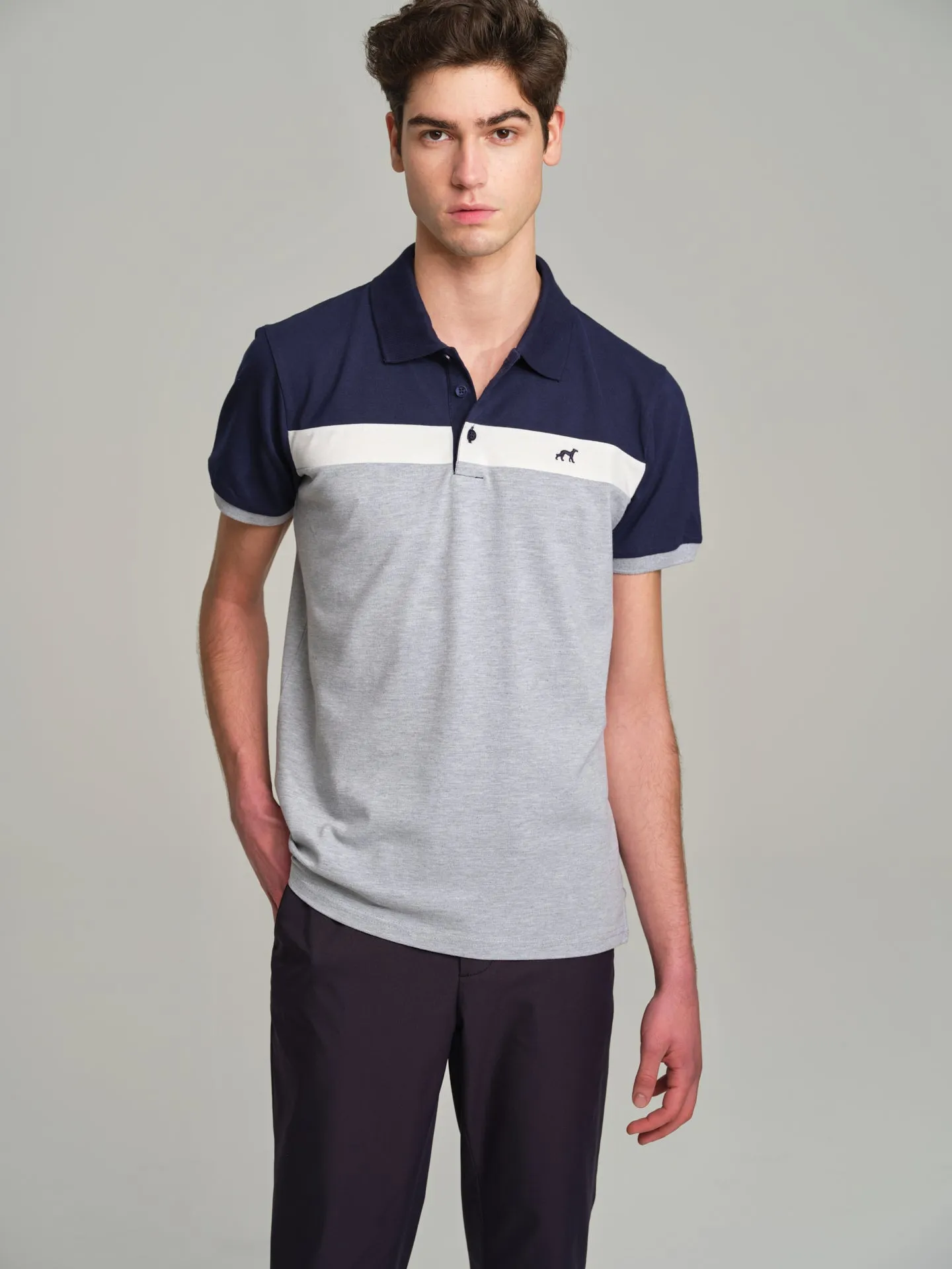 Relax color block piquet polo shirt