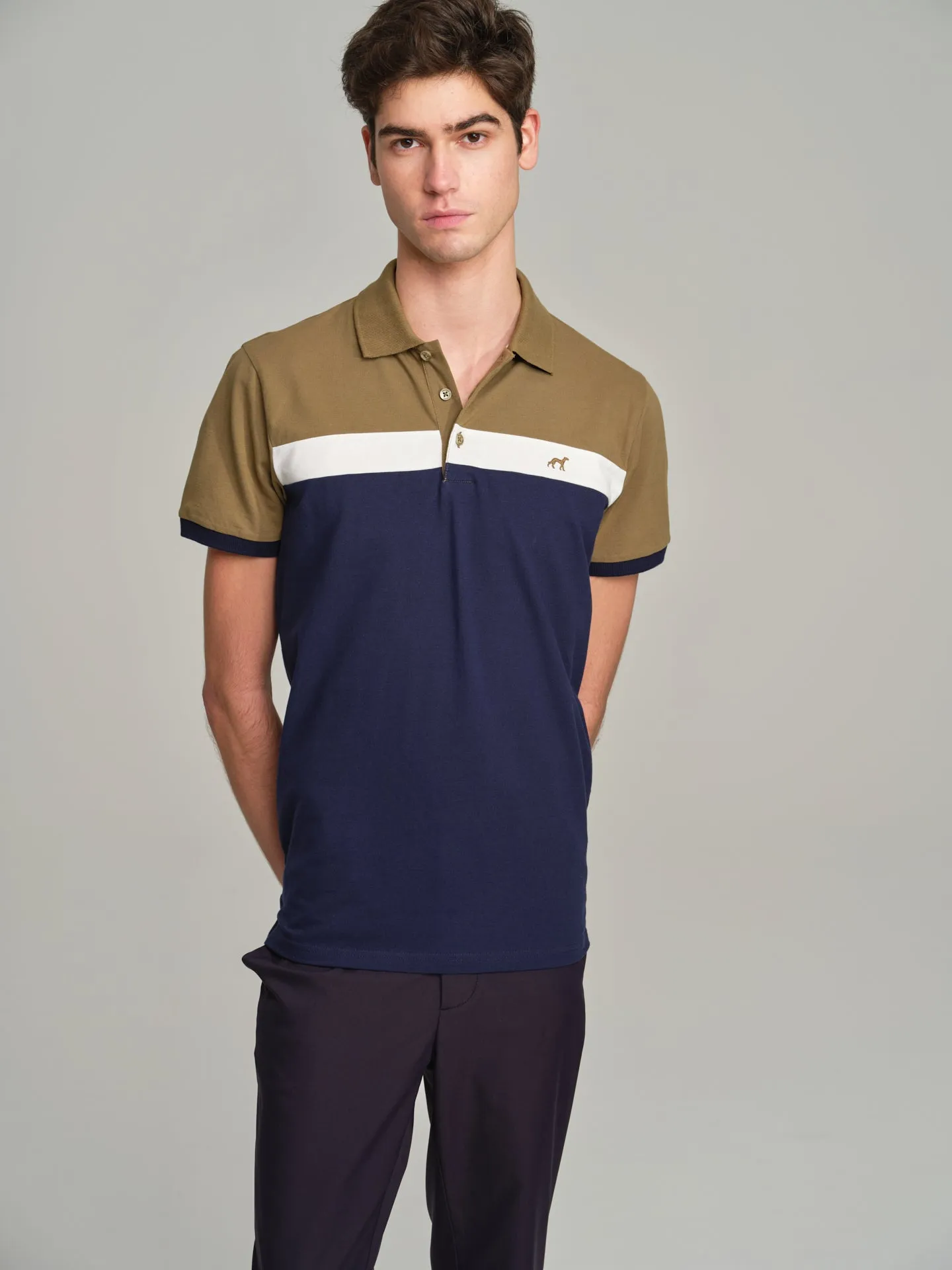 Relax color block piquet polo shirt