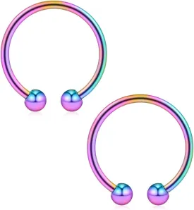 Ruifan 316L Surgical Steel Non-Piercing Fake Faux Clip On Septum Nose Hoop Ring Body Jewelry Piercing Unisex 20 Gauge 5/16"(8mm) 2-6PCS
