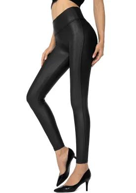 SANTINY Women's Faux Leather Leggings Pants Stretch High Waisted Tights for Women