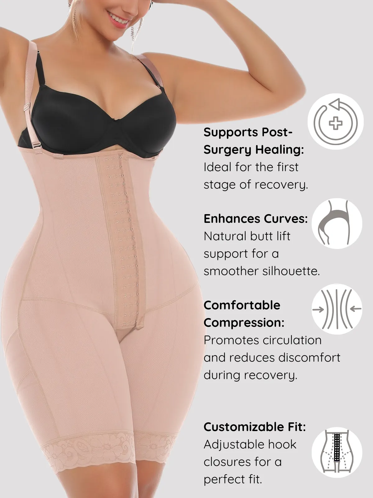 Stage 1 Post-Surgical Compression Garment – Ideal for BBL, Lipo, Tummy Tuck Recovery & Hourglass Shaping