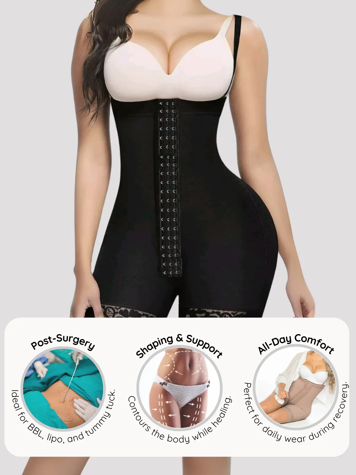 Stage 1 Post-Surgical Compression Garment – Ideal for BBL, Lipo, Tummy Tuck Recovery & Hourglass Shaping