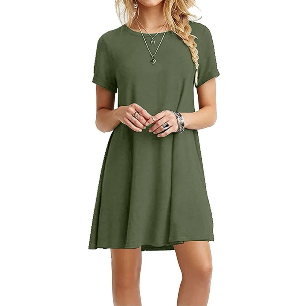 Summer Mini Short Sleeve Beach Loose Dress